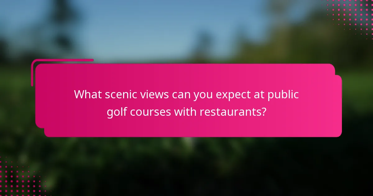 What scenic views can you expect at public golf courses with restaurants?